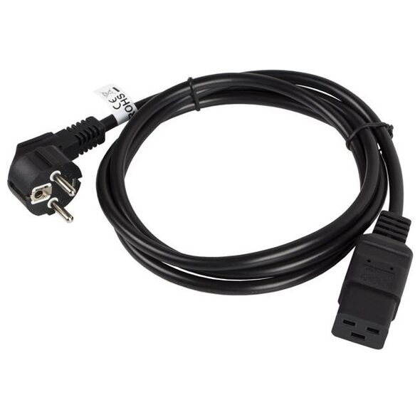 Kabel zasilający Lanberg CEE 7/7 - IEC 320 C19, 1.8m, czarny (CA-C19C-10CC-0018-BK)