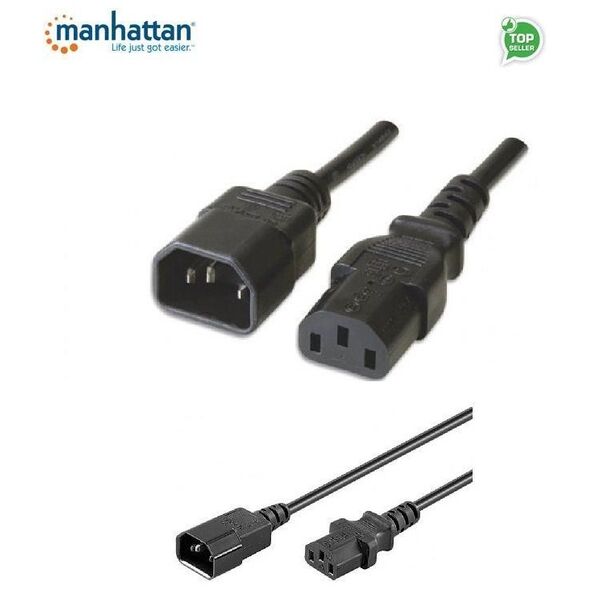 Kabel zasilający Manhattan przedłużający C14 na C13, 1m, czarny (352673)