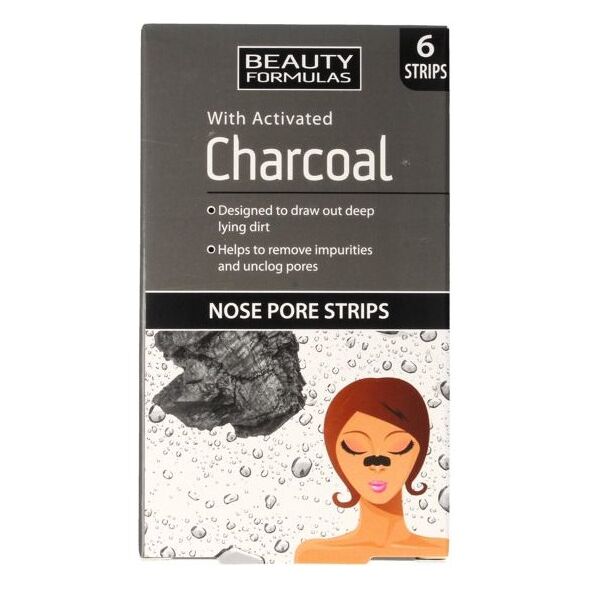 Beauty Formulas Charcoal Płatki oczyszczające na nos z aktywnym węglem 6szt.