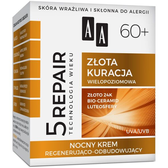 AA Technologia Wieku 5Repair 60+ Złota Kuracja Krem regenerująco-odbudowujący na noc 50ml