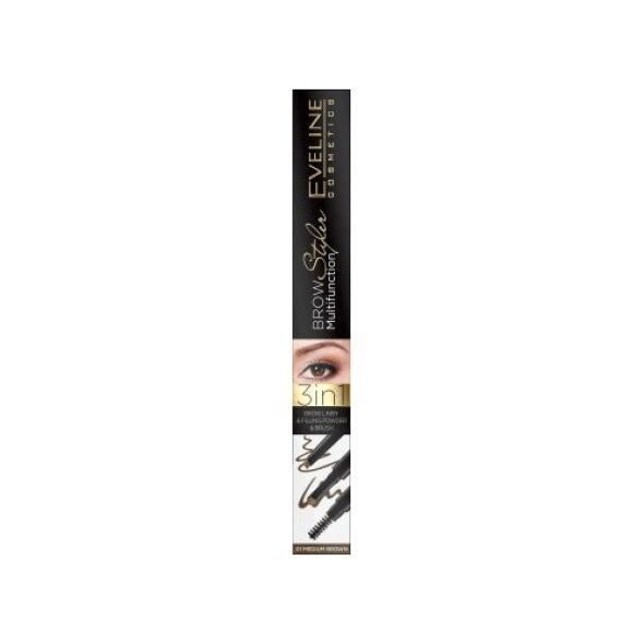 Eveline Brow Multifunction Styler Kredka do brwi 3w1 nr 01 Medium Brown 1szt