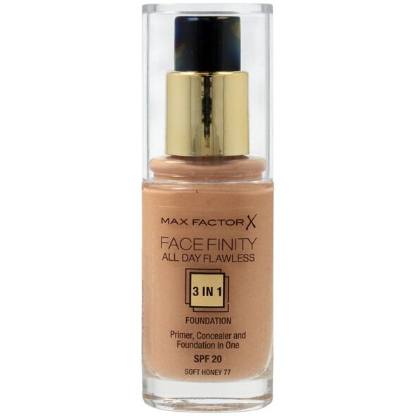 MAX FACTOR Facefinity All Day Flawless 3in1 Foundation SPF20 77 Soft Honey 30ml