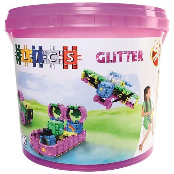Clics Klocki - Wiaderko 8 w 1 - Glitter CB-180