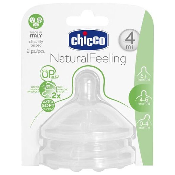 Chicco Smoczek do butelki trójprzepływowy 4m+ 2 sztuki (810352)