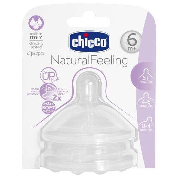 Chicco Smoczek do butelki przepływ szybki 6m+ 2 sztuki