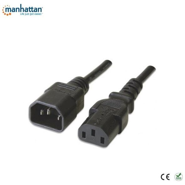 Kabel zasilający Manhattan Przedłużacz kabla zasilania Manhattan C14 na C13 M/F 0,5m czarny
