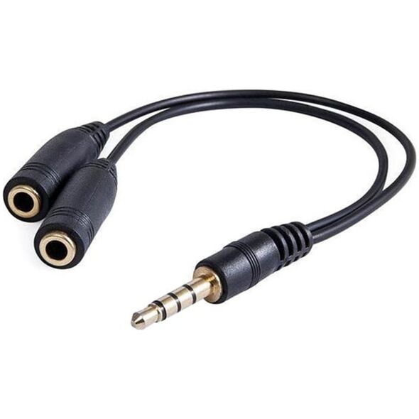 Audio Redukcja, Jack, Jack (3,5 mm) M (4-pólový)-Jack (3,5mm) 2x F, 0.2, stereo, czarna