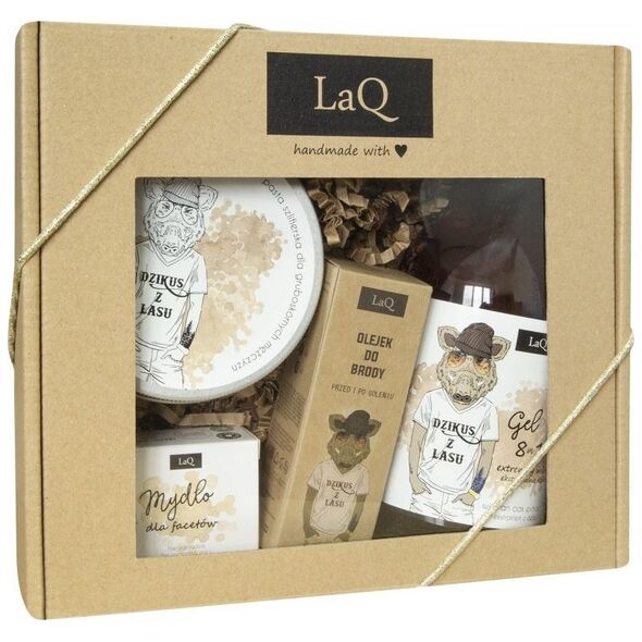 LaQ Zestaw Dzik dla mężczyzn żel 500ml+scrub+mydło+olej