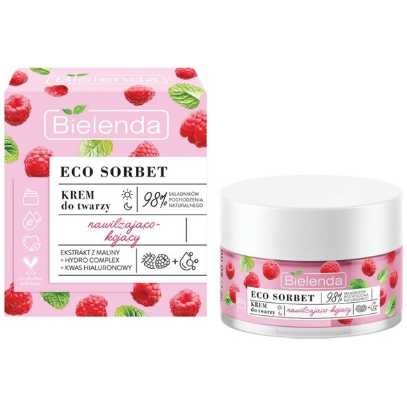 Bielenda BIELENDA Eco Sorbet KREM DO TWARZY nawilżająco-kojący MALINA + KWAS HIALURONOWY
