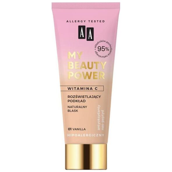 AA AA My Beauty Power rozświetlający podkład 01 Vanilla 30ml
