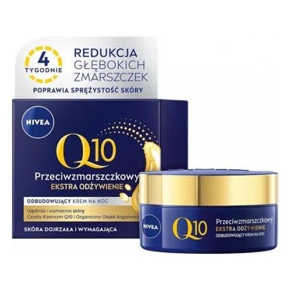 Nivea Q10 Ekstra Odżywienie przeciwzmarszczkowy odbudowujący krem na noc 50ml