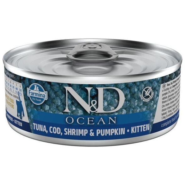 Farmina N&D cat Ocean Tuna, Cod, Shrimp & Pumpkin kitten Tuńczyk, łosoś Karma dla Kociąt