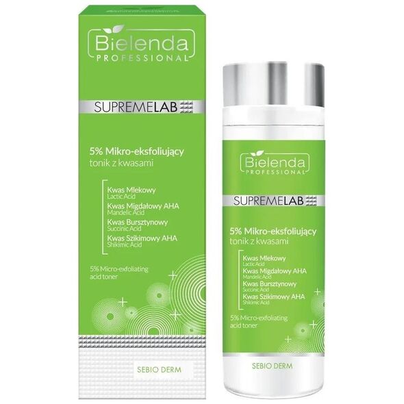 Bielenda SupremeLab Sebio Derm 5% Micro-Exfoliating 5% mikro-eksfoliujący tonik z kwasami 200ml