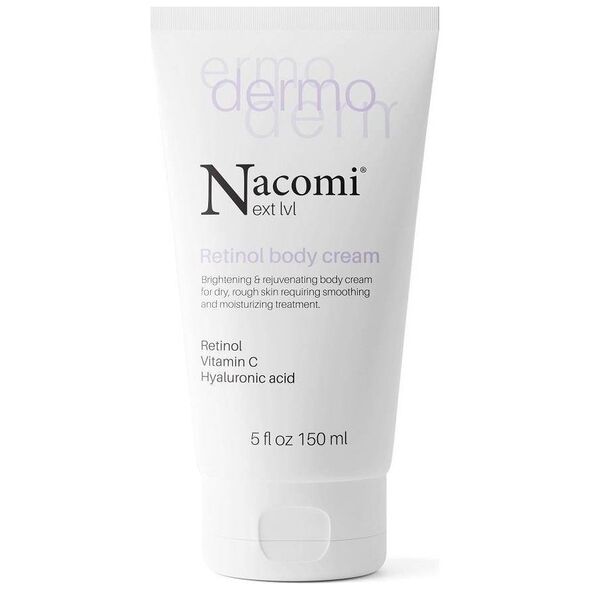Nacomi Next Level Dermo - Rozjaśniająco-odmładzający krem do ciała z retinolem i witaminą C, 150 ml