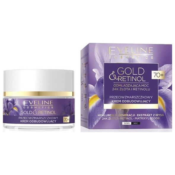 Eveline Gold & Retinol 70+ Przeciwzmarszczkowy Krem odbudowujący na dzień i noc 50ml