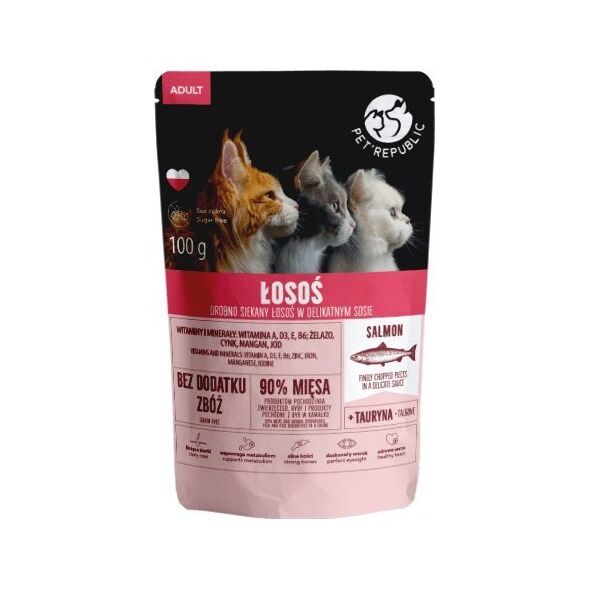 Pet Republic PET REPUBLIC KOT sasz.100g ŁOSOŚ ADULT sos /24