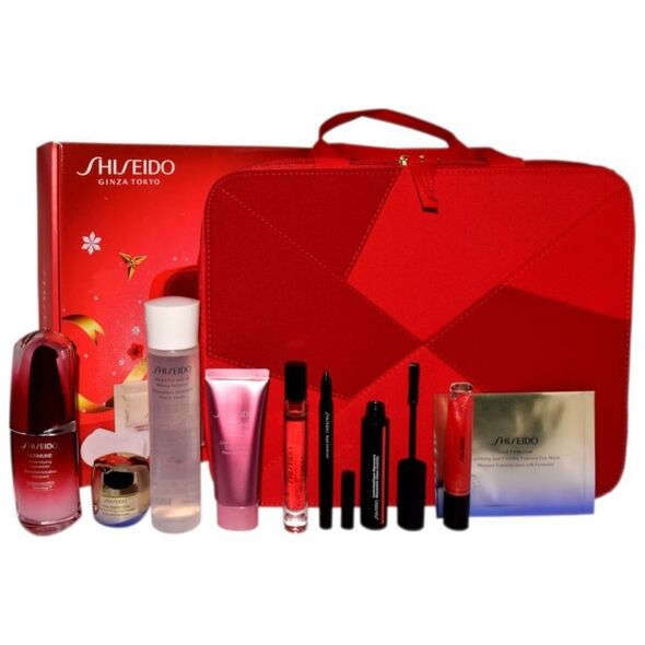 Shiseido SHISEIDO SET (POWER INFUSING CONCENTRATE 50ML+POWER INFUSING HAND CREAM 40ML+UPLIFTING AND FIRMING CREAM 20ML+UPLIFTING AND FIRMING EYE MASK X2+INSTANT EYE AND LIP MAKEUP REMOVER 125ML+SHIMMER GELGLOSS 9ML+KAJAL 0,8G+MASCARA 01 11,5ML+GINZA 7ML)