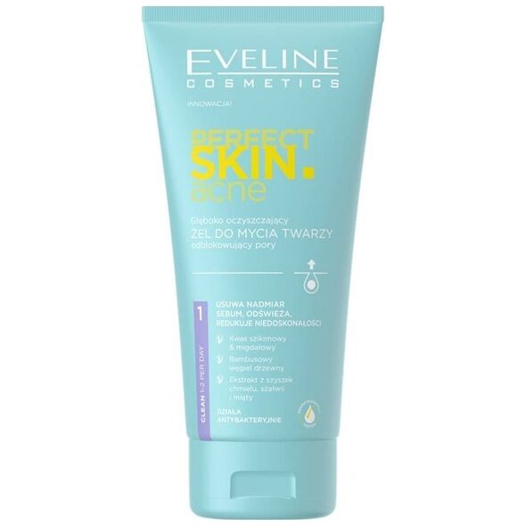 Eveline Perfect Skin.acne Głęboko Oczyszczający Żel do mycia twarzy odblokowujący pory 150 ml