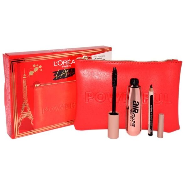 L OREAL L~OREAL SET (MASCARA BLACK AIR VOLUME MEGA MASCARA + LE KHOL MIDNIGHT BLACK 101 + POCHETTE)