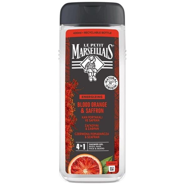 LE PETIT MARSEILLAIS_Żel pod prysznic 4w1 dla mężczyzn Czerwona Pomarańcza &amp| Szafran 400ml