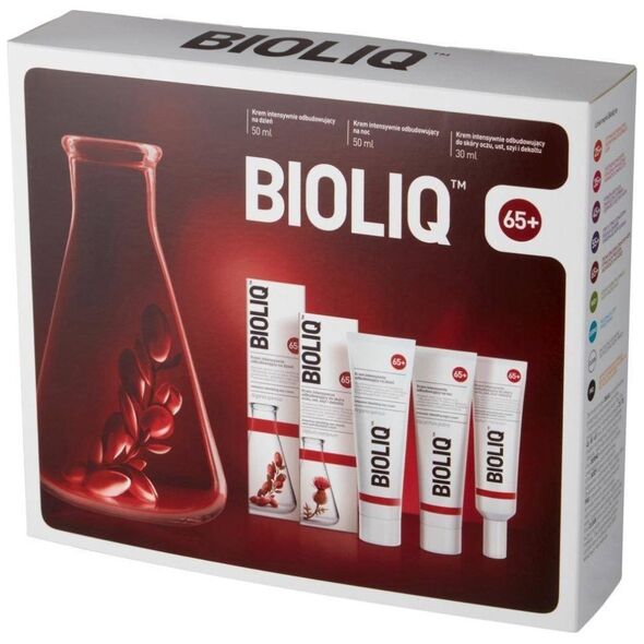 BioliQ BIOLIQ 65+ zestaw krem na dzień 50ml + krem na noc 50ml + krem do oczu ust szyi i dekoltu 30ml