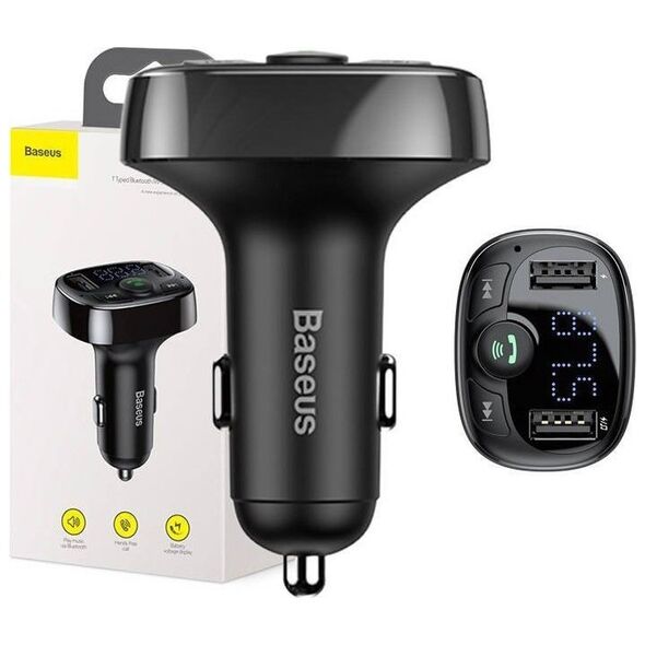 Transmiter FM Baseus Bluetooth 2xUSB microSD czarny