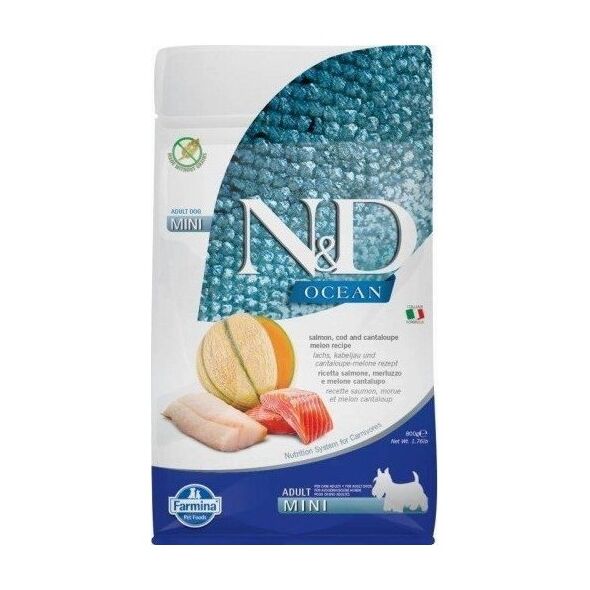 Farmina FARMINA N&D OCEAN DOG SALMON, CODFISH, CANTALOUPE ADULT MINI 800g