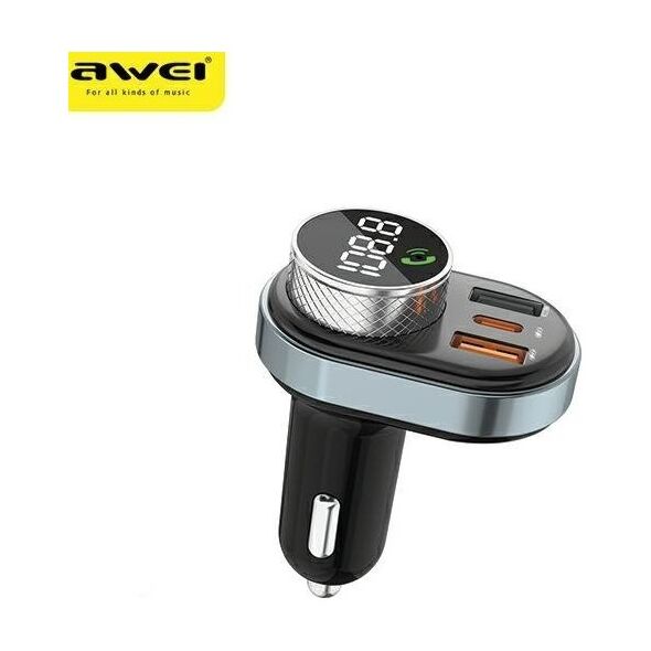Transmiter FM Awei Zestaw głonomówišcy C-843 MP3 1xUSB+1xUSB-C z transmiterem
