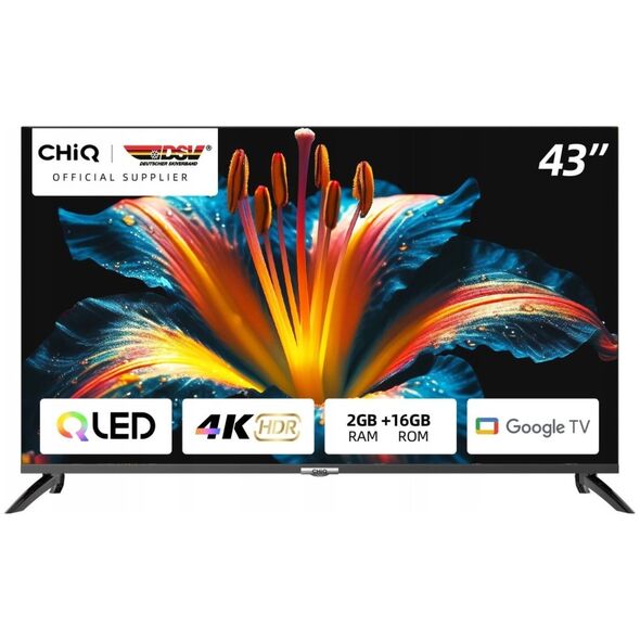 CHiQ Telewizor CHiQ U43QM8E 43" QLED 4K UHD Google TV HDR10 HLG Chromecast