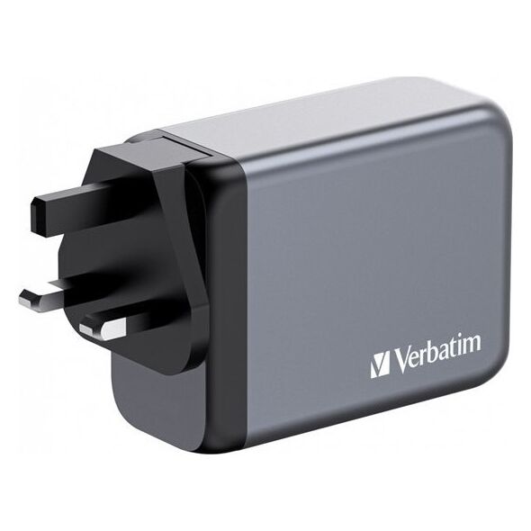 Verbatim Ładowarka GaN Verbatim, USB 3.0, USB C, szara, 200 W, wymienne końcówki C,G,A