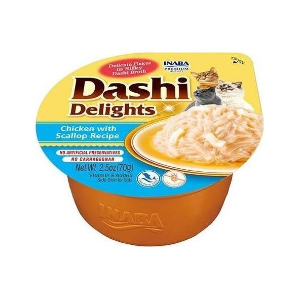 Inaba Foods Inaba DASHI uzupełniająca karma dla kota- bulion o smaku kurczaka i przegrzebki 70 g