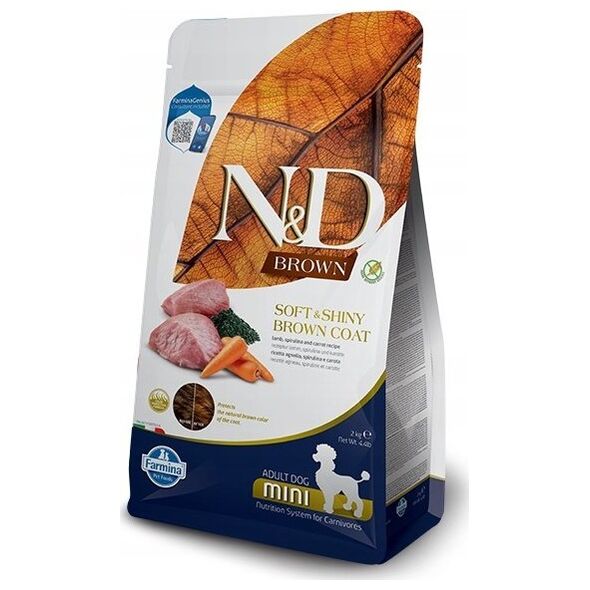Farmina FARMINA N&D Brown Dog Lamb, Spirulina&Carrot Adult Mini - sucha karma dla psa - 2 kg