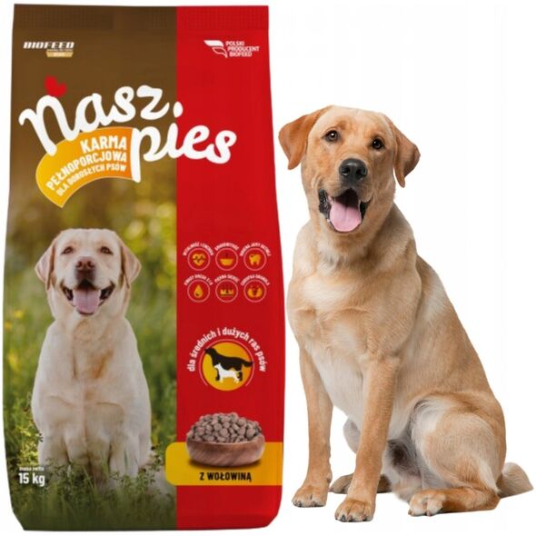 Biofeed BIOFEED NASZ PIES Z WOŁOWINĄ 15 KG