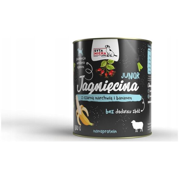 Syta Micha SYTA MICHA mokra karma dla szczeniąt jagnięcina z czarną marchwią i bananem 800g