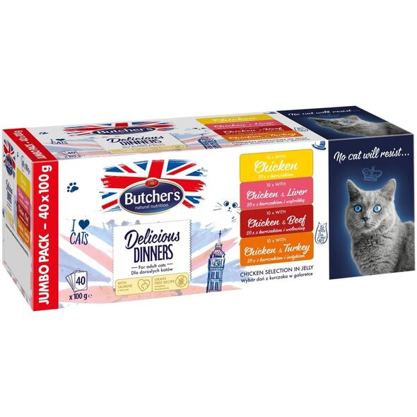 Butcher’s BUTCHER'S Delicious Dinners Jumbo Pack - mokra karma dla kota - 40x100 g