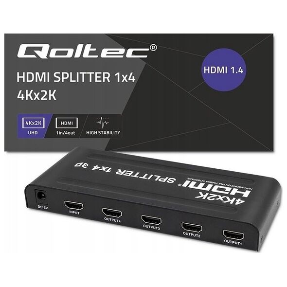 Qoltec Rozdzielacz aktywny Qoltec Splitter 4 x HDMI 4K x 2K | 3.4Gb/s