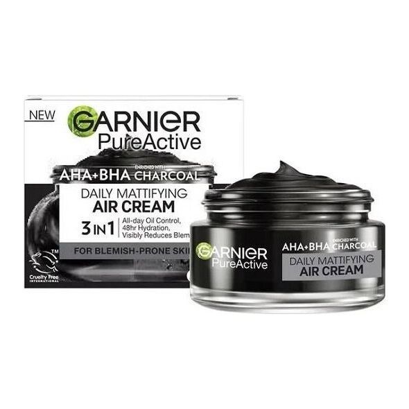 Garnier Pure Active AHA BHA Charcoal Daily Mattifying Air krem do twarzy na dzień 50ml