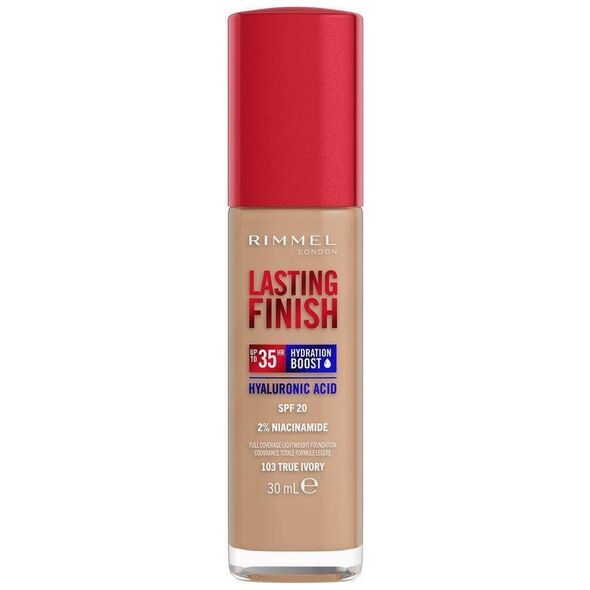 Rimmel  RIMMEL_Lasting Finish 35H silnie nawilżający i długotrwale kryjący podkład do twarzy z filtrem SPF20 103 True Ivory 30ml