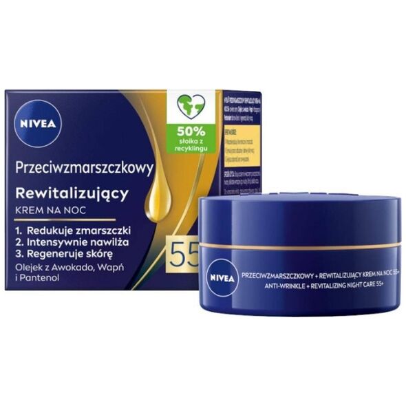 Nivea Przeciwzmarszczkowy + Rewitalizujący krem na noc 55+ 50ml