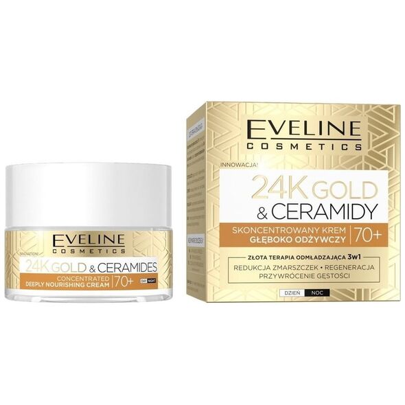Eveline Cosmetics 24K Gold&Ceramidy Skoncentrowany Krem Głęboko Odżywczy 70+ 50Ml