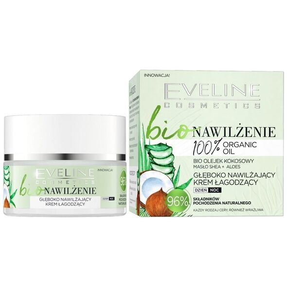 Eveline Cosmetics Bio nawilżenie głęboko nawilżający krem łagodzący na dzień i noc 50ml