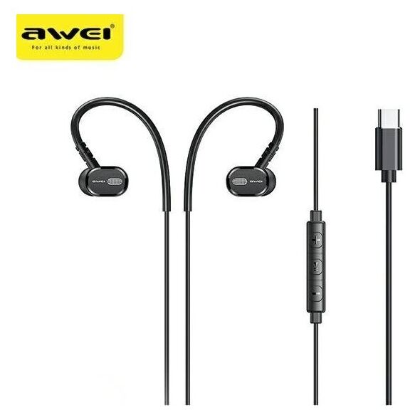 Słuchawki Awei Awei Słuchawki Stereo Tc-6 Usb-C Czarny/Black