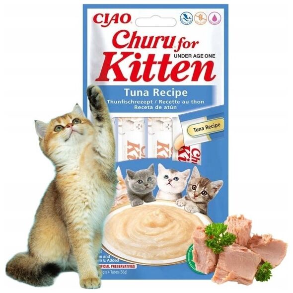 Inaba Foods INABA CHURU KITTEN Tuńczyk - przysmak dla kociąt - 4x14g (56g)