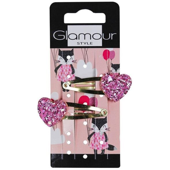 Glamour Kids spinki do włosów Brokatowe Serduszka 2szt.