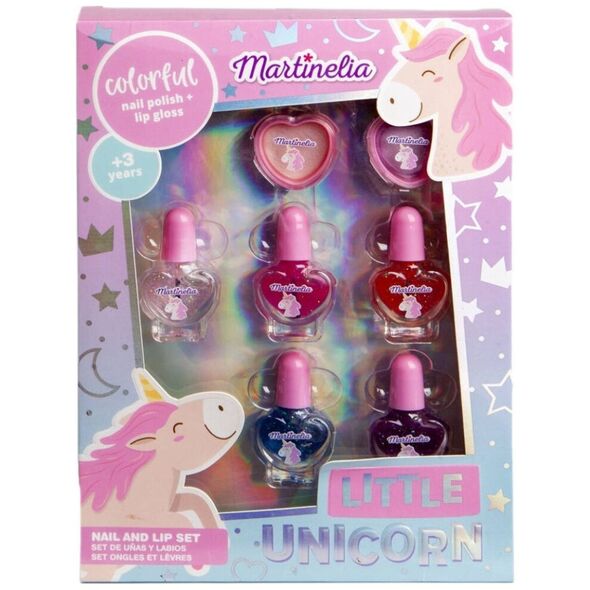 Martinelia Little Unicorn Nail Polish & Lip Set zestaw błyszczyk do ust 2szt. + lakier do paznokci 5szt.