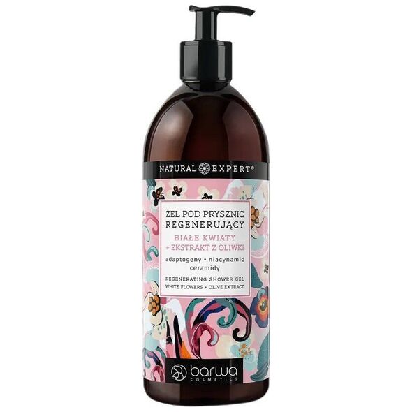 Barwa Barwa Natural Expert regenerujący żel pod prysznic Białe kwiaty + ekstrakt z oliwki 480ml