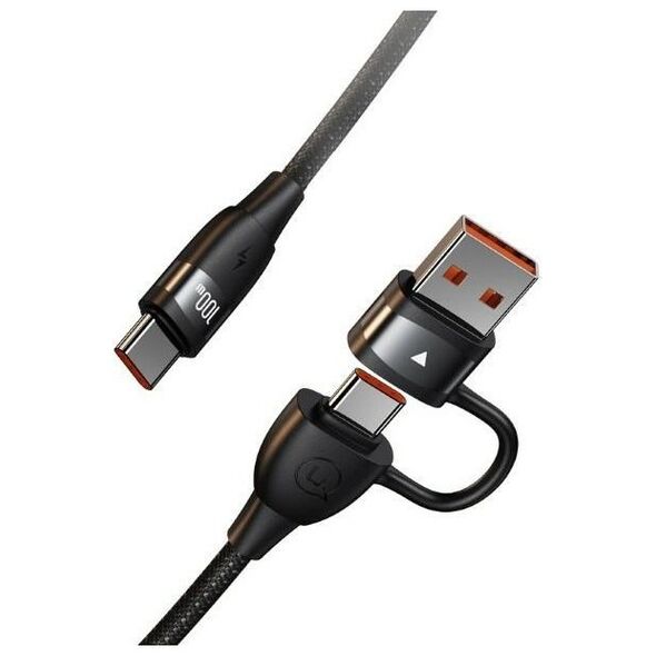 Kabel zasilający Usams USAMS Kabel U85 2xUSB-C/USB-A 1,2m 100W PD Fast Charge czarny/black SJ654USB01 (US-SJ654)
