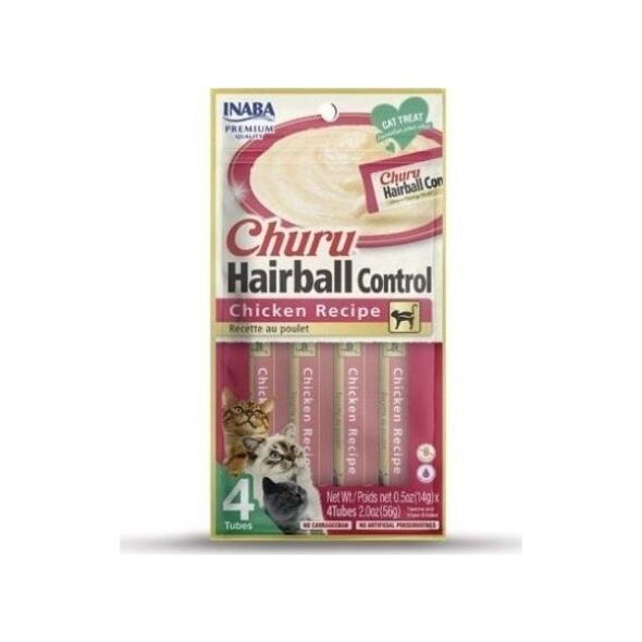 TRITON INABA CHURU HAIRBALL Kurczak - przysmak dla kota - 4x14g (56g)