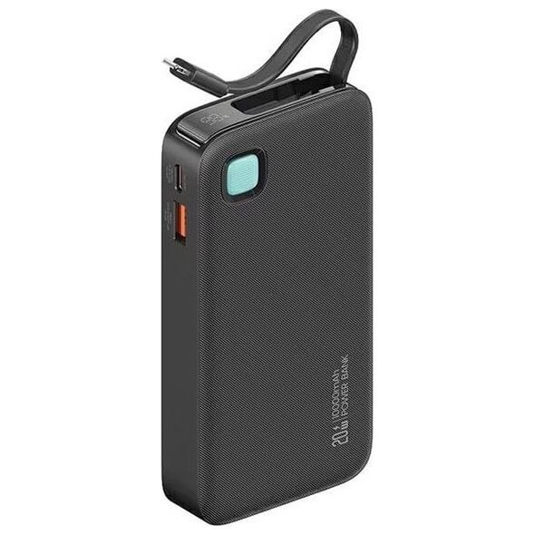 Powerbank Usams USAMS Powerbank ze zwijanym kablem Retractable Lightning 10000 mAh PD 20W Fast Charge XY Series czarny/black 10KCD22501 (US-CD225)