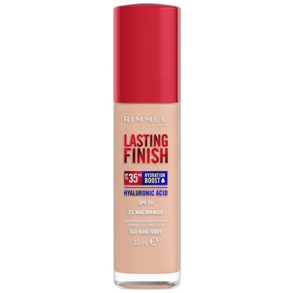 Rimmel  Lasting Finish 35H silnie nawilżający i długotrwale kryjący podkład do twarzy z filtrem SPF20 010 Rose Ivory 30ml